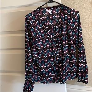 Pattered Button Up Blouse